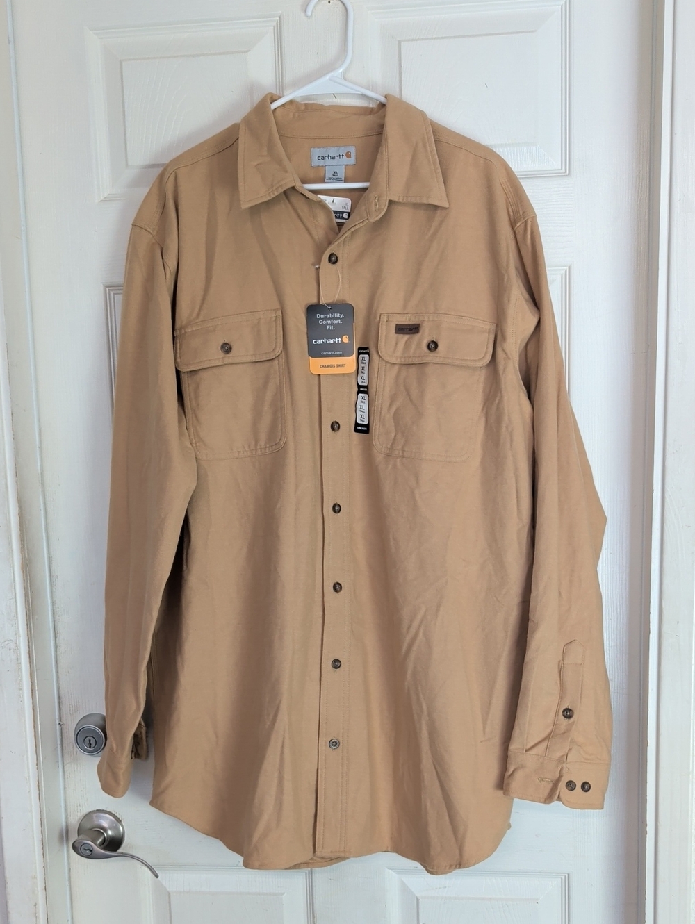 Carhartt chamois flannel shirt cotton button down Men XL Tall Long Sleeve New